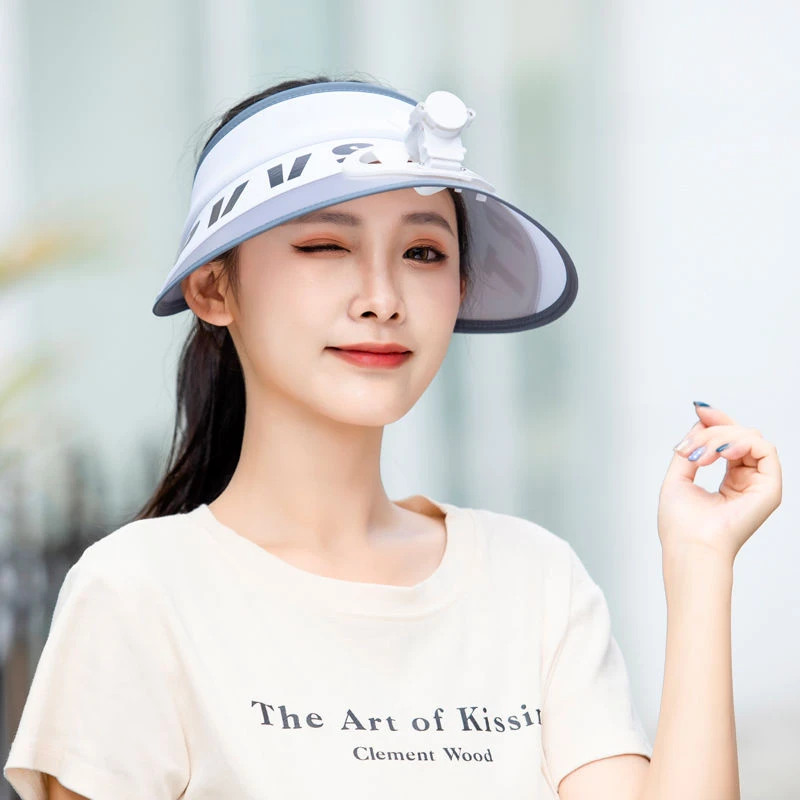 大人户外出游女遮阳帽空顶多功能充电戴风扇帽子
