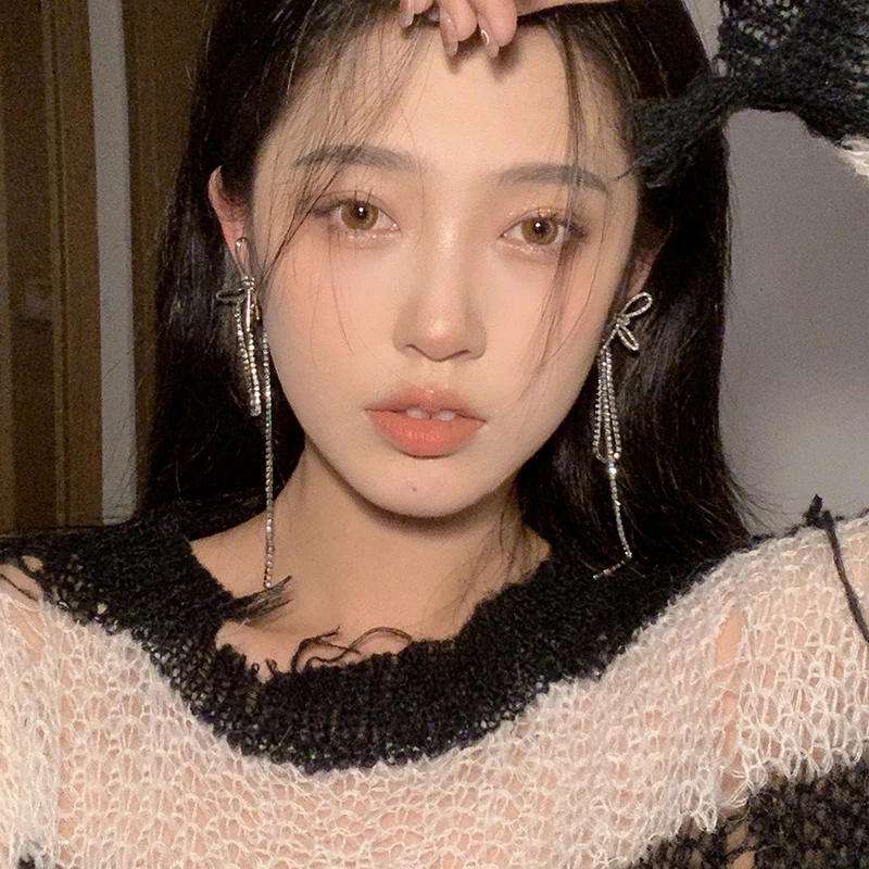 大喜专属蝴蝶结耳钉高级感流苏耳坠