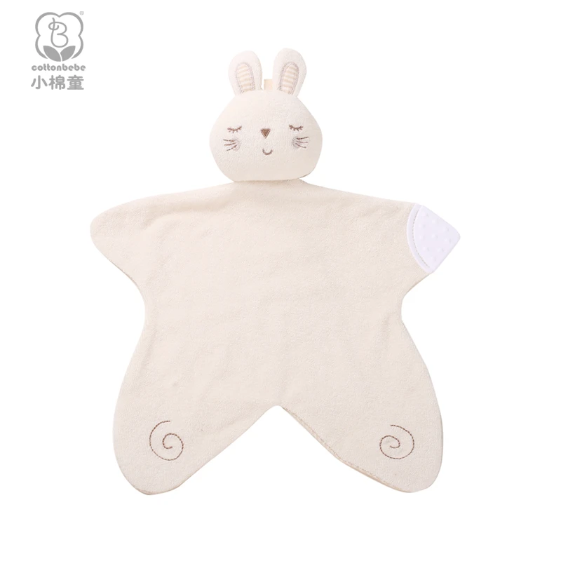 COTTONBEBE天然彩棉牙胶安抚巾新生婴儿哄睡可入口啃咬宝宝玩偶
