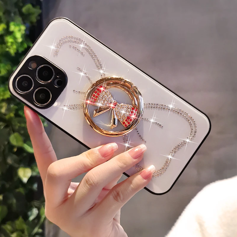 苹果13/12系列镜面手机壳xsmax时尚11/13promax指环支架手机壳