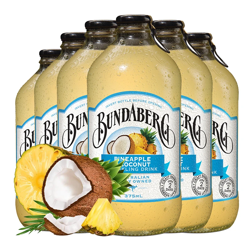 BUNDABERG/宾得宝澳大利亚进口碳酸饮料375ml*6瓶装果味碳酸饮料