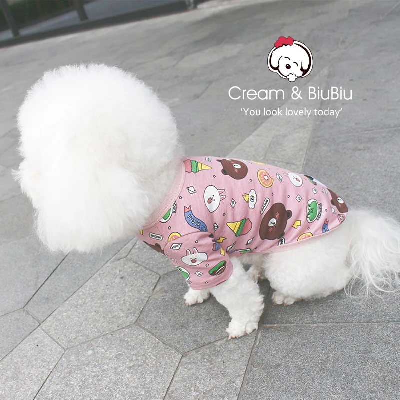 奶油布布狗狗衣服亲子装猫咪泰迪比熊雪纳瑞小型犬宠物服装情侣装