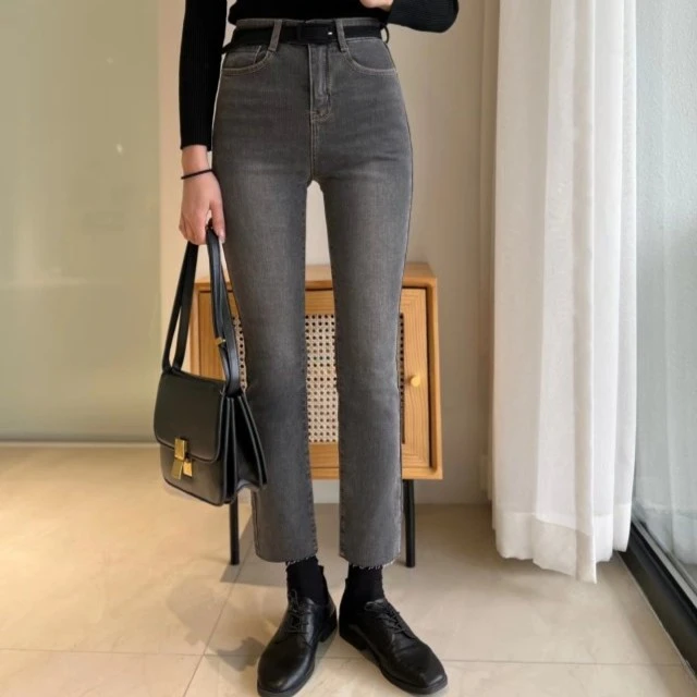 （165W#)韩版 高质量 冬季 长短自选 抓绒 直筒 牛仔裤