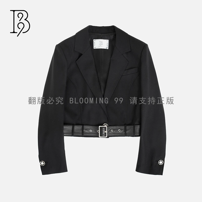 【B99官方旗舰店】新款黑色短款时尚设计感夹克外套WFSCA23007