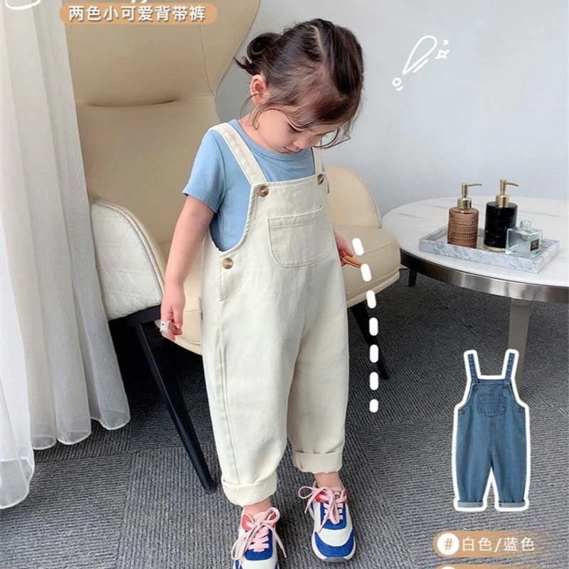 童装2024韩版春秋款女童宝宝长裤子儿童小童宽松牛仔背带裤新款