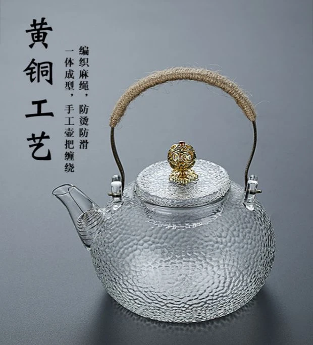 耐高温玻璃茶壶煮茶壶锤纹提梁壶 烧水壶 泡茶壶 花茶壶 功夫茶壶