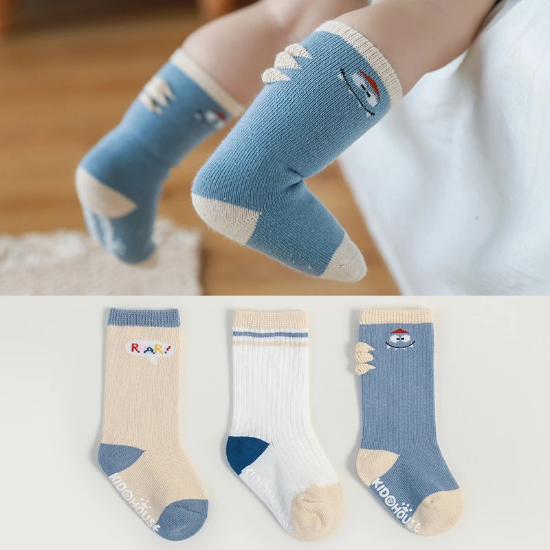 【清货无补】3双装0-5岁宝宝袜子秋冬卡通中筒袜防滑地板袜男女袜