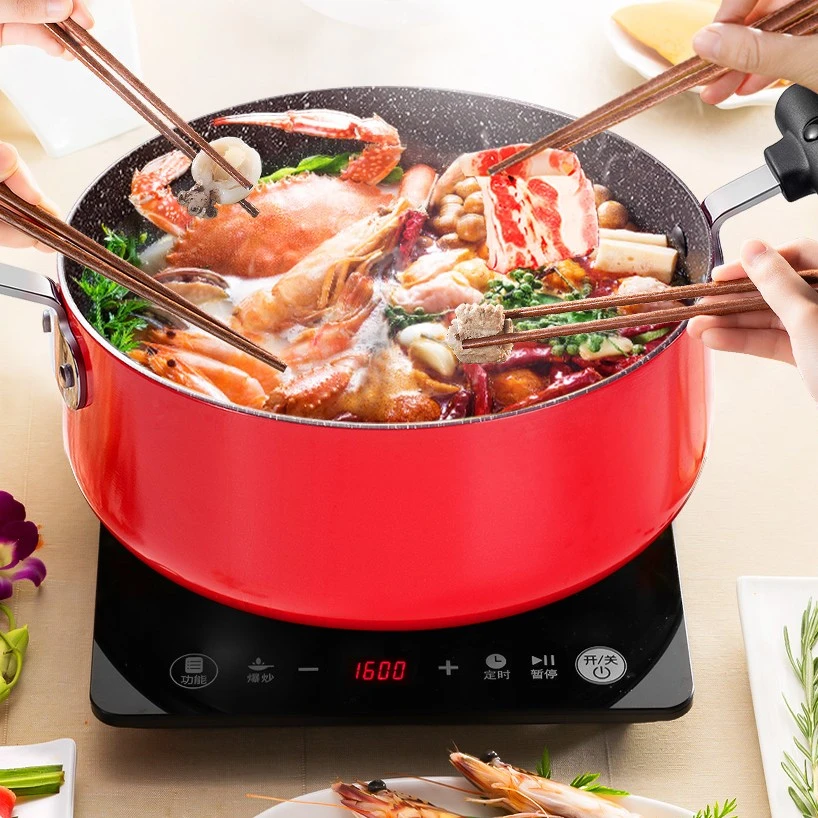 苏泊尔家用平底锅不粘锅煎锅牛排烙饼加深大汤锅火红点加热火锅