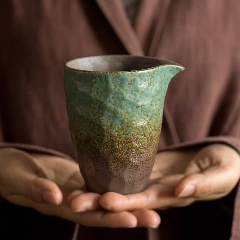 碌心 仿古风锤纹公道杯 日式粗陶茶海陶瓷分茶器 均杯器功夫茶