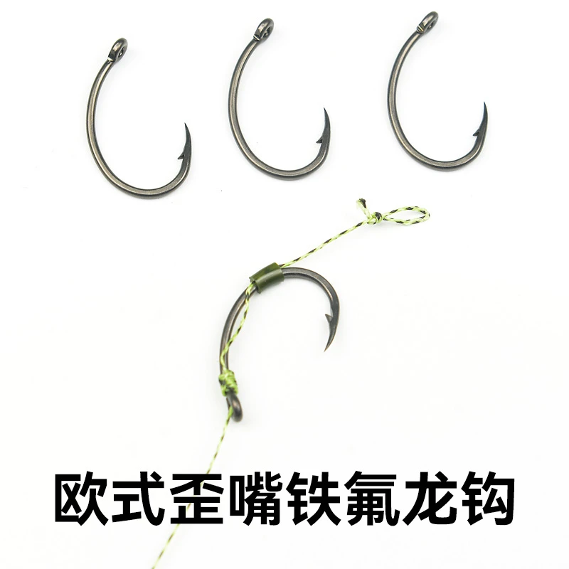 佑宇欧式鲤钓盒装弯背鱼钩驼背钩50枚铁氟龙涂层垂钓渔具钓具钓鱼