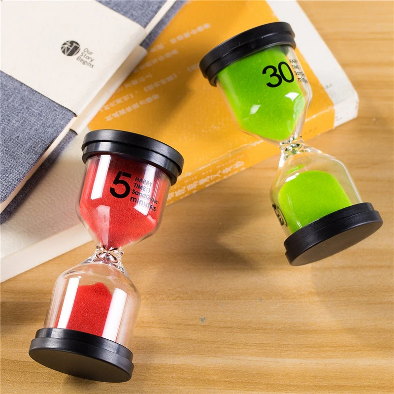 黑盖流沙漏计时器厨房瑜伽定时器小孩刷牙做题倒计时创意摆件便携