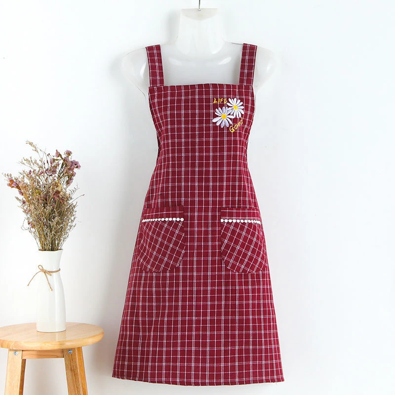 双层围裙女棉布家用厨房做饭防油污洋气背带罩衣韩版时尚男工作服