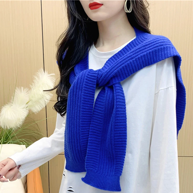 加厚网红针织披肩护颈椎保暖围巾两用春秋外搭高端韩版毛线搭肩潮