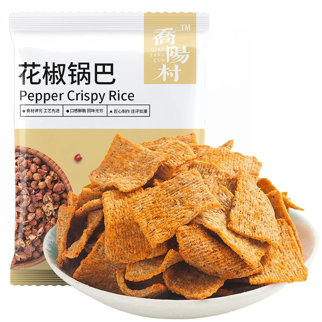 QIAOYANGCUN/乔阳村花椒麻辣锅巴手工爆款麻辣零食小吃货102g*3包