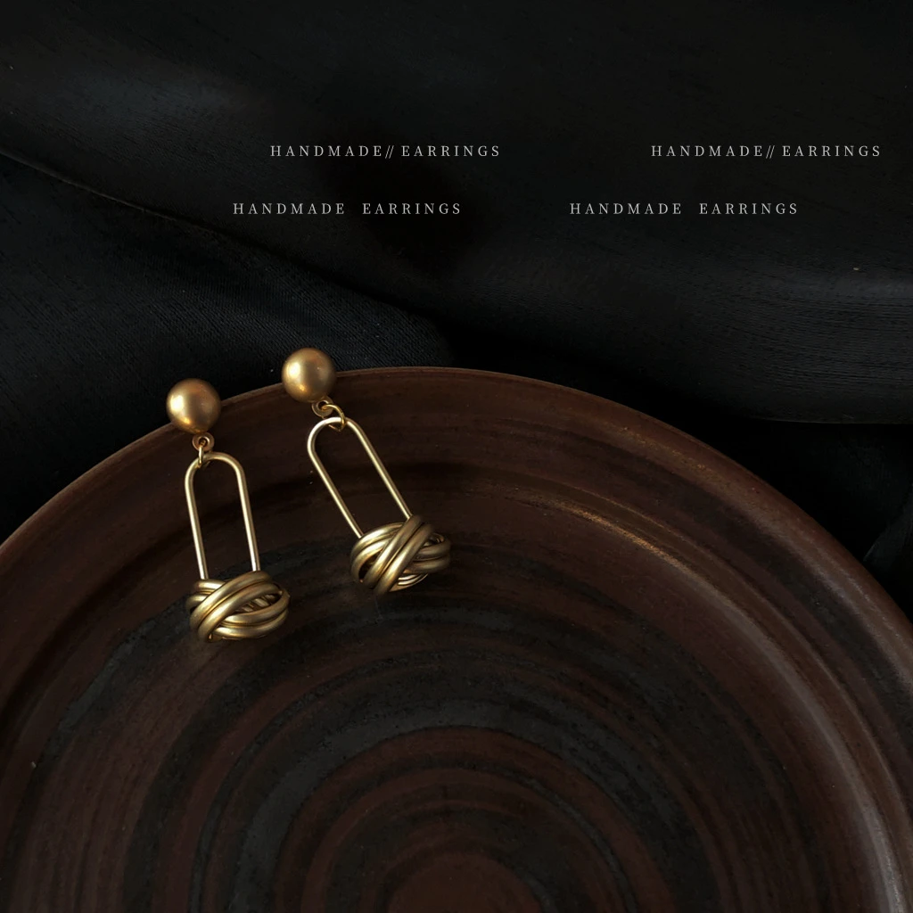 NILENDOR/昵兰 铜合金耳饰 新款高级感哑光绳结创意新款时尚耳钉