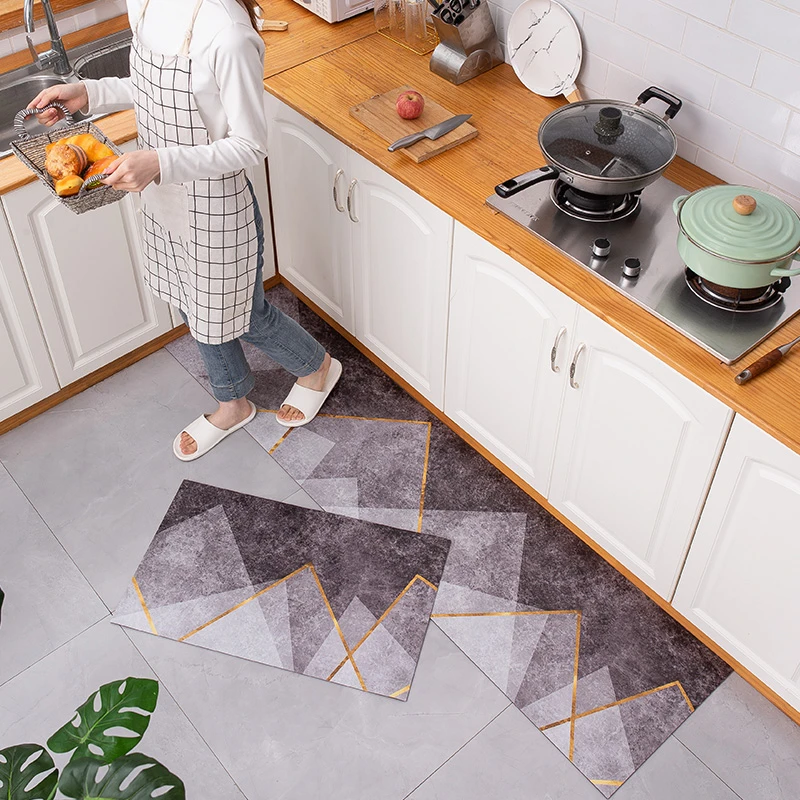 小苏家北欧厨房地垫免洗可擦家用防滑厨房垫子防油防水pvc地垫