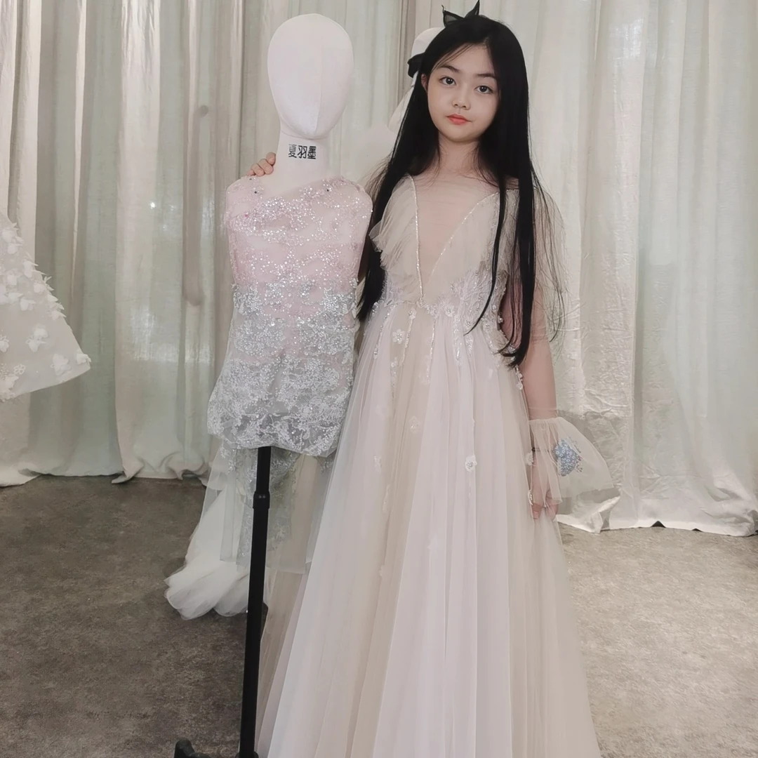 夏羽墨轻奢儿童礼服蓬蓬纱公主裙高端演出服小主持人钢琴出场服