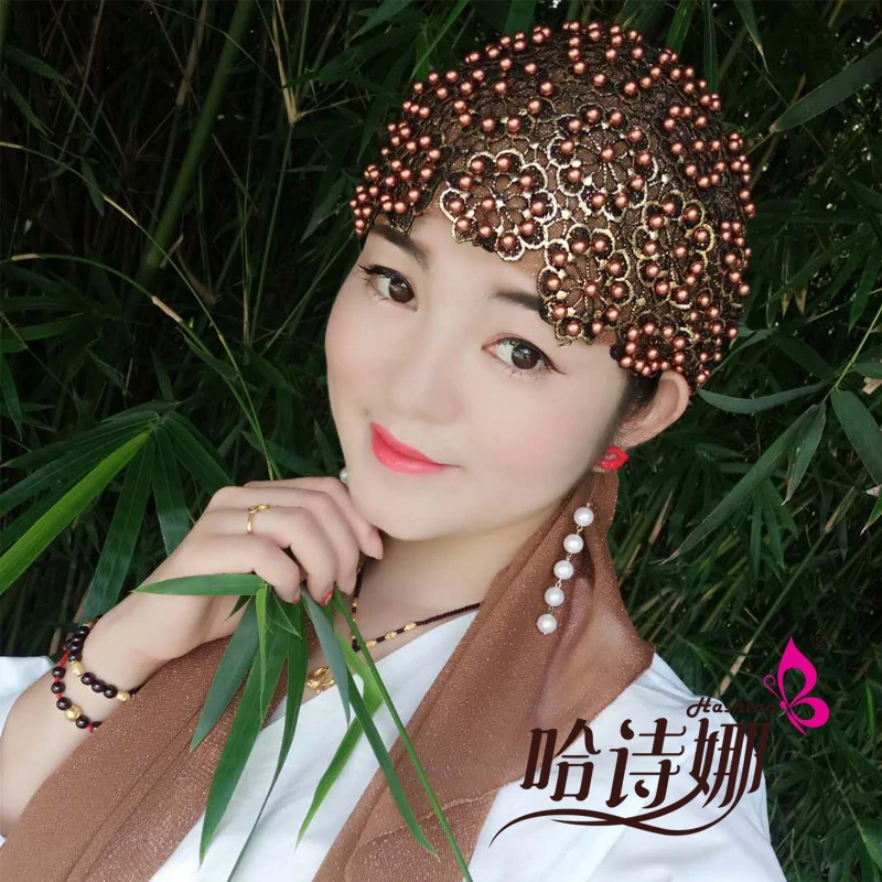 2020新款哈诗娜纱巾女时尚盖头烫金贴片珍珠款头巾轻薄透气
