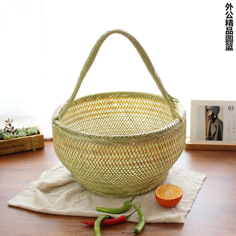 精品家用竹篮手工竹篮子竹编篮子手提菜篮鸡蛋篮水果篮收纳筐厨房