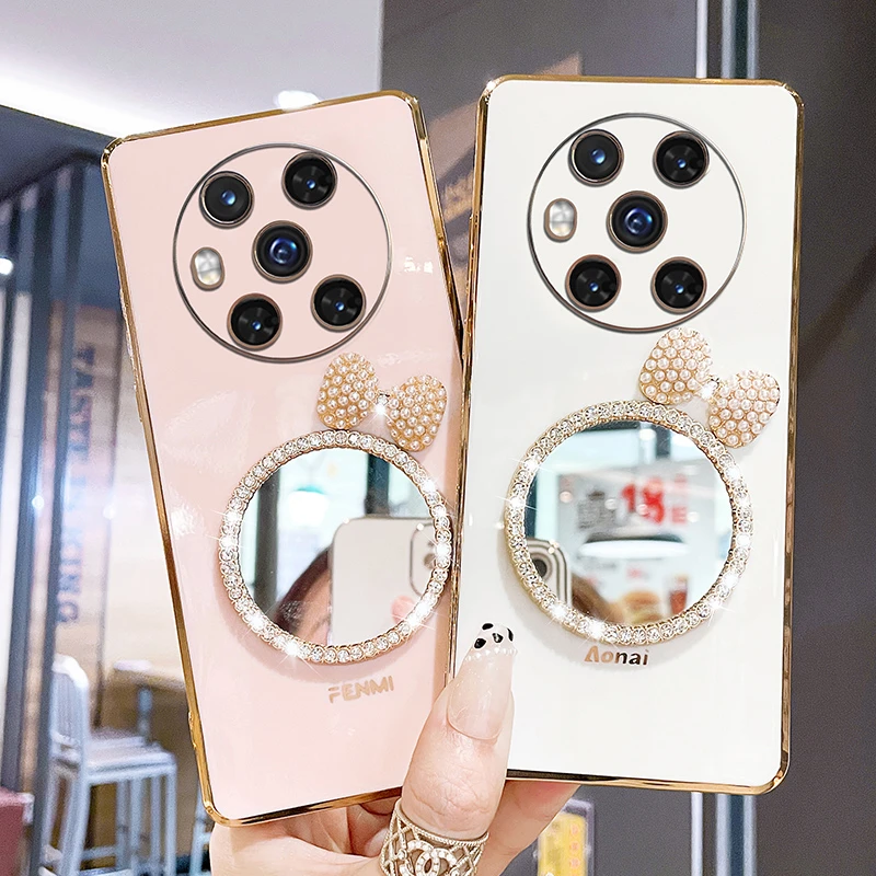 适用荣耀magic3/magic3pro手机壳女高档限量版软壳硅胶补妆镜防摔