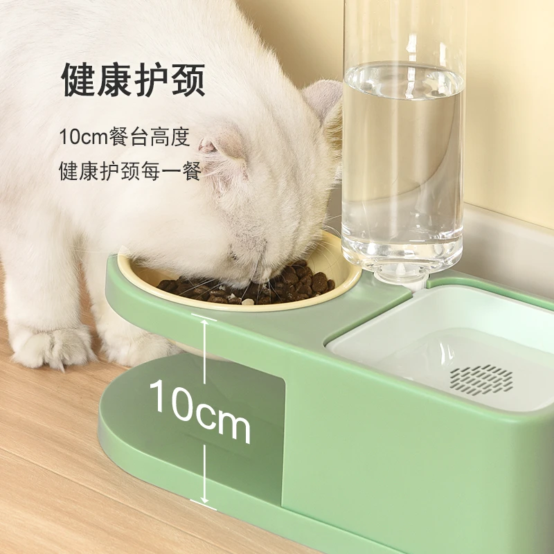 派可为猫狗碗二合一防打翻猫碗陶瓷宠物餐具猫食盆狗狗猫咪护颈碗