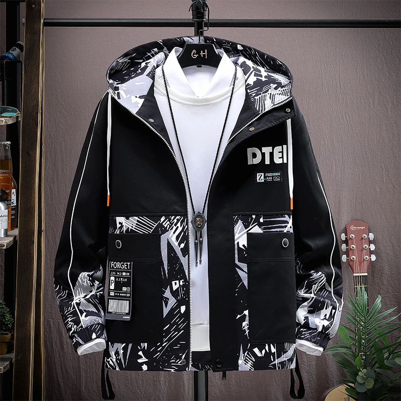 春秋款夹克男士外套青少年学生韩版潮流时尚帅气褂子百搭上衣港风