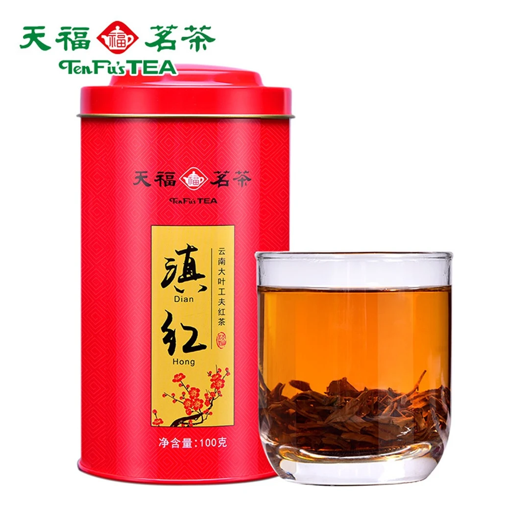 天福茗茶 正宗云南工夫红茶大叶种高山红茶 滇红100g滇红茶凤庆