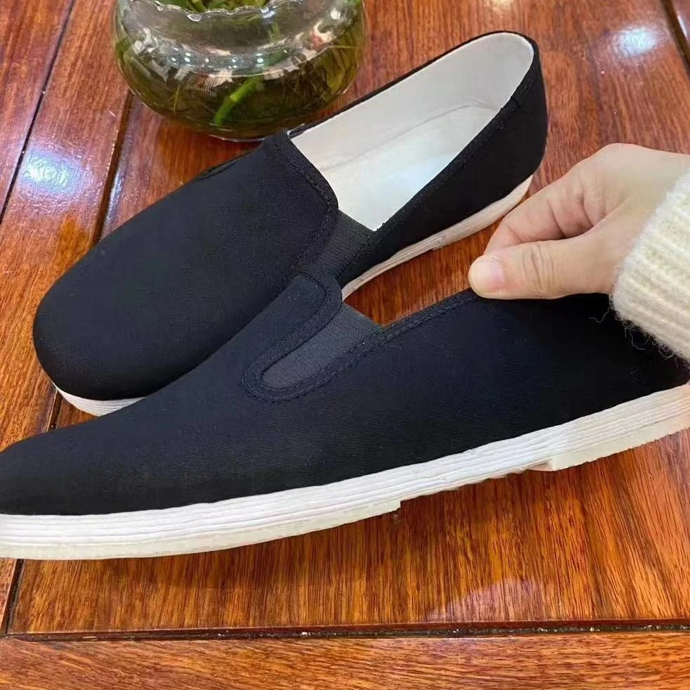 蒙鲤手工透气夏季老北京布鞋男款千层底休闲鞋轻便耐磨中老年软底