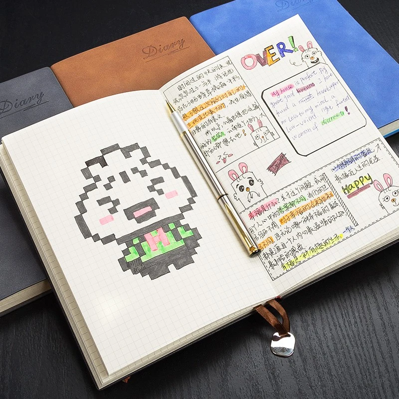 【网格本 A5/B5/A4】加厚羊巴皮质网格内页本 软皮商务笔记方格本