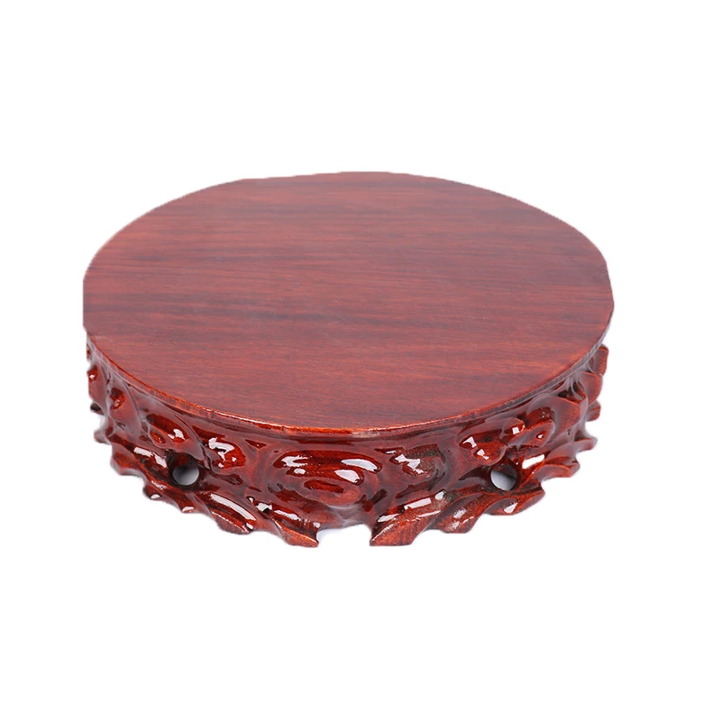 a003a-5直径23圆形实木奇石底座可挖槽花瓶瓷器摆件底座欧米林