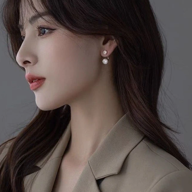 铜合金合成锆石耳饰 FF定制款  （精致鸟巢）双用人造水钻耳环