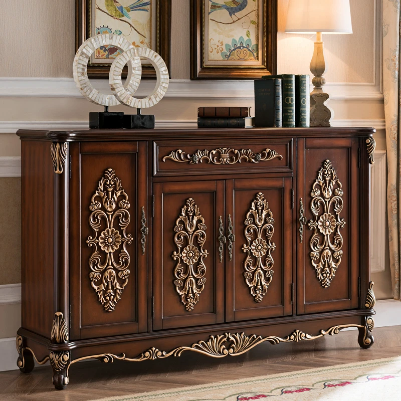 欧式鞋柜家用美式乡村餐边柜门厅玄关柜子进门走廊储物柜可调隔板