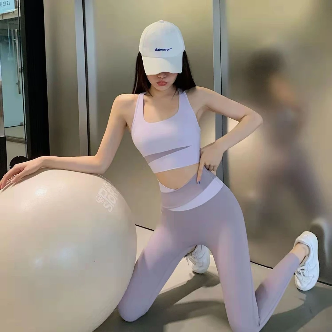 {缘美优选} 2024春夏健身服女时尚高腰收腹健身服速干拼接套装