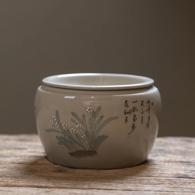 草木灰蜜色建水带盖350ML