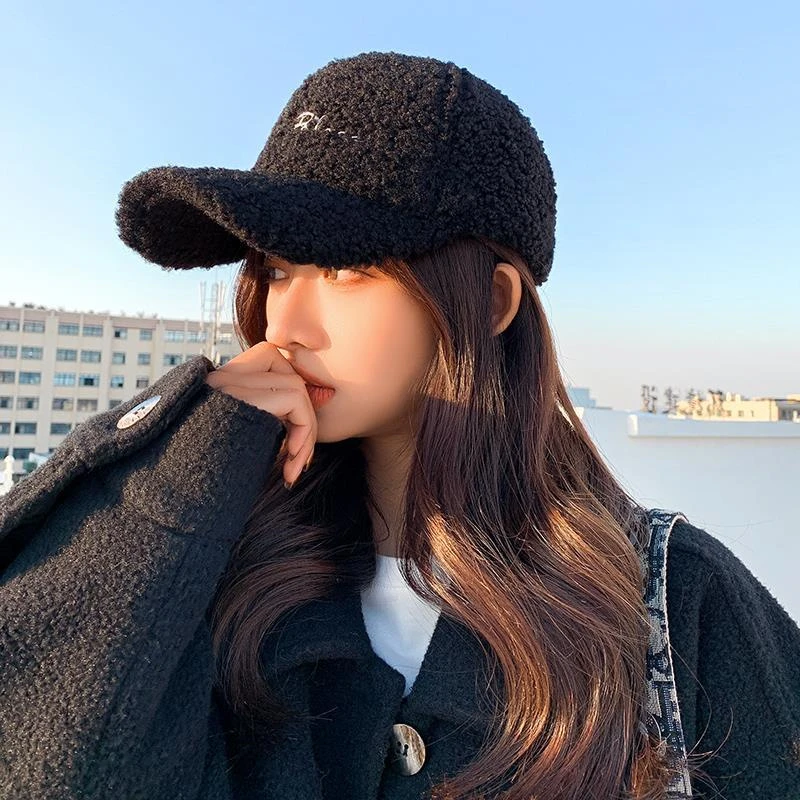 帽子女秋冬百搭时尚毛绒鸭舌帽绒绒棒球帽网红冬季韩版保暖中年