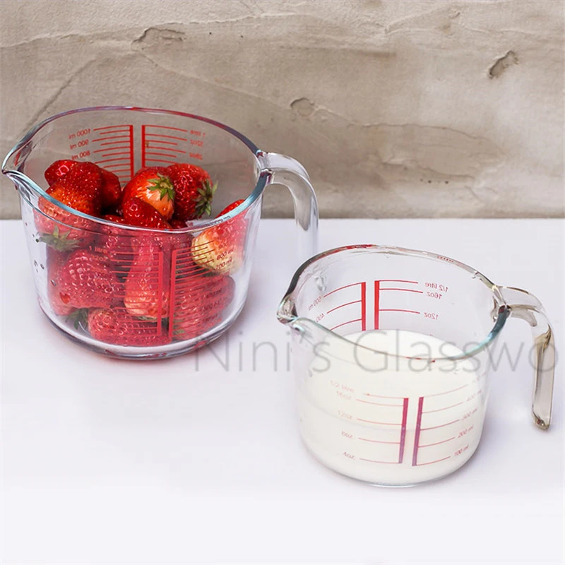 耐热玻璃带刻度杯子家用早餐杯量杯烘焙牛奶杯可微波炉加热