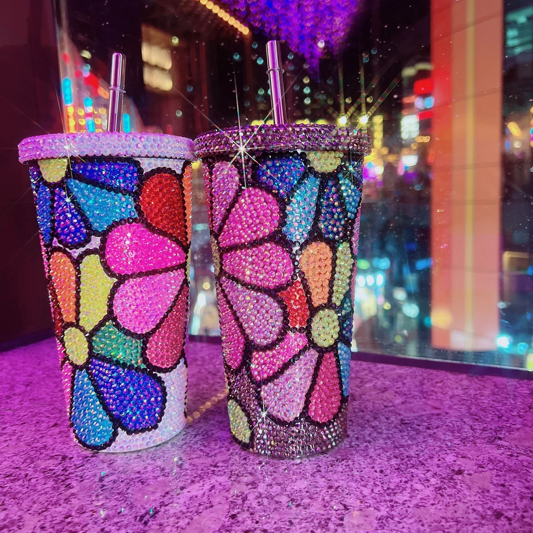 轻奢水晶手工满钻保温吸管工艺杯