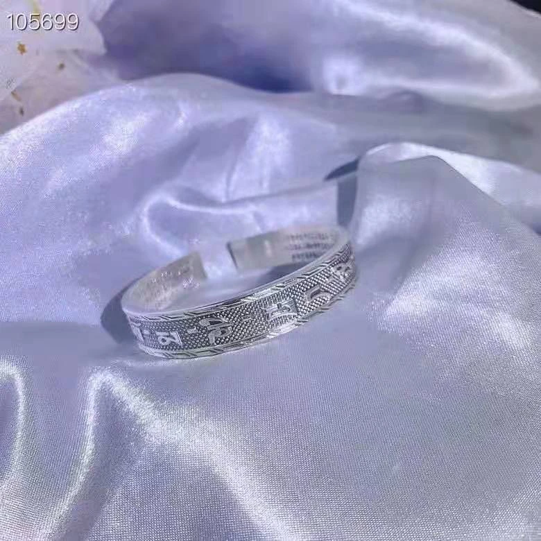 足银手镯 【淼淼银饰】足银999银做旧6字手镯