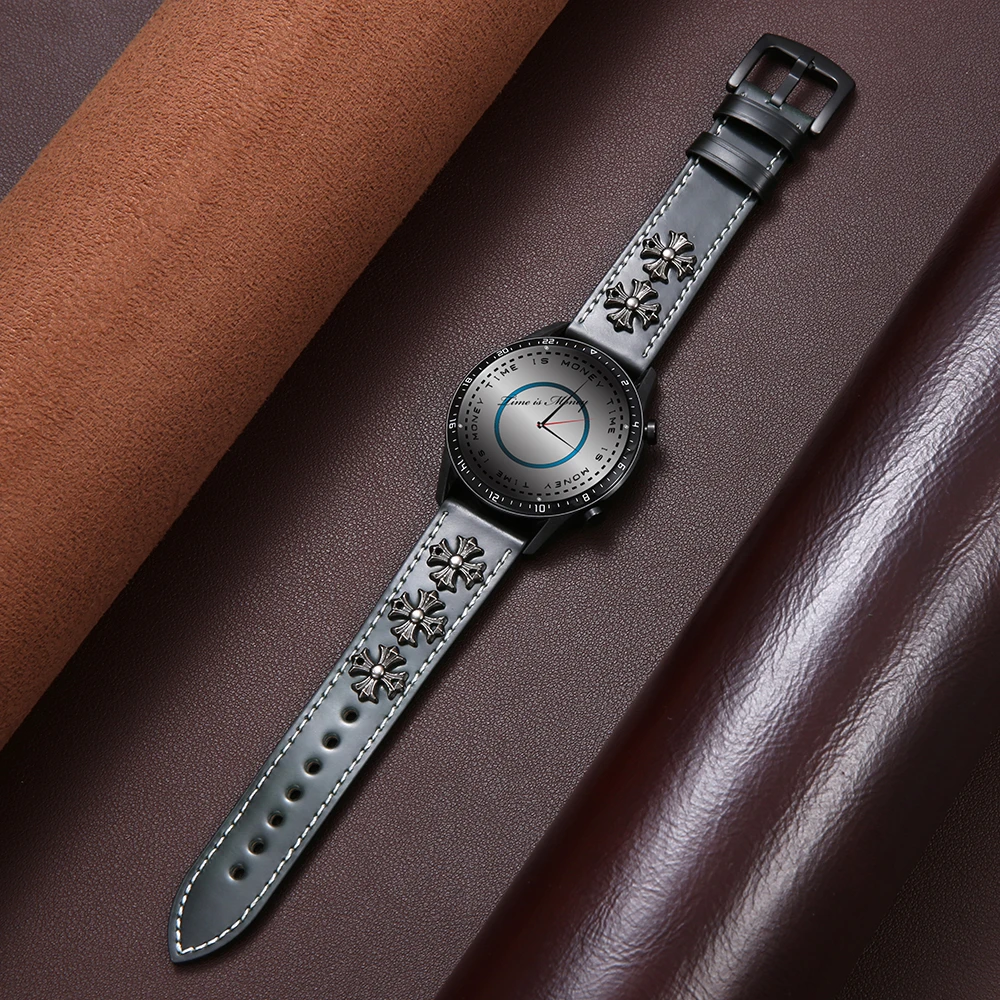 适用华为GT5/GT4 pro新款复古小牛皮头层真皮表带watch3同款手表
