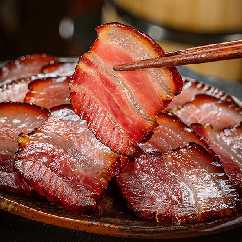 农村柴火烟熏腊肉腊五花肉格子肉元尾肉正方土猪炕五花腊肉