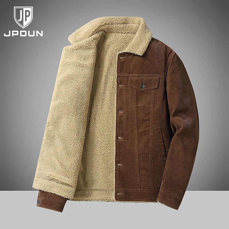 【秋冬保暖】加厚棉衣条绒工装棉服加绒复古羊羔毛灯芯绒夹克男8020