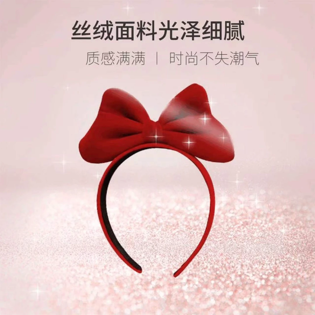 红色蝴蝶结丝绒网红爆款发箍