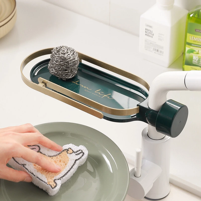 厨房水龙头上面的置物架挂篮洗碗海绵抹布收纳沥水架家用水槽神器