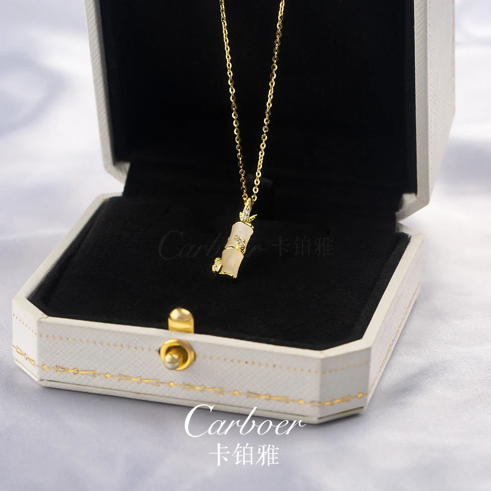 坠链均925银合成锆石 【现货】【竹节】时尚小众精致节节高升项链