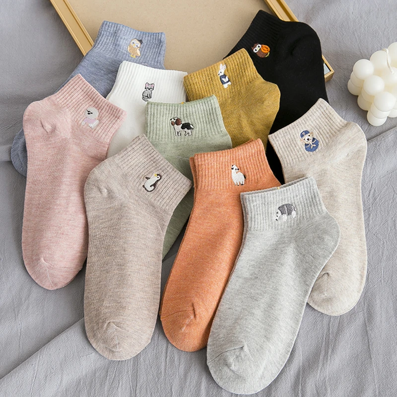 5双装袜子女短袜棉质韩国ins潮可爱日系卡通中筒春夏百搭网红诸暨