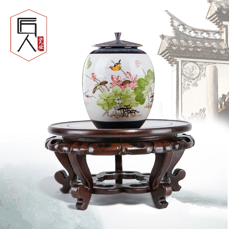榆木高档圆形实木盆栽花瓶工艺品摆件奇石头鱼缸花盆景托架木底托