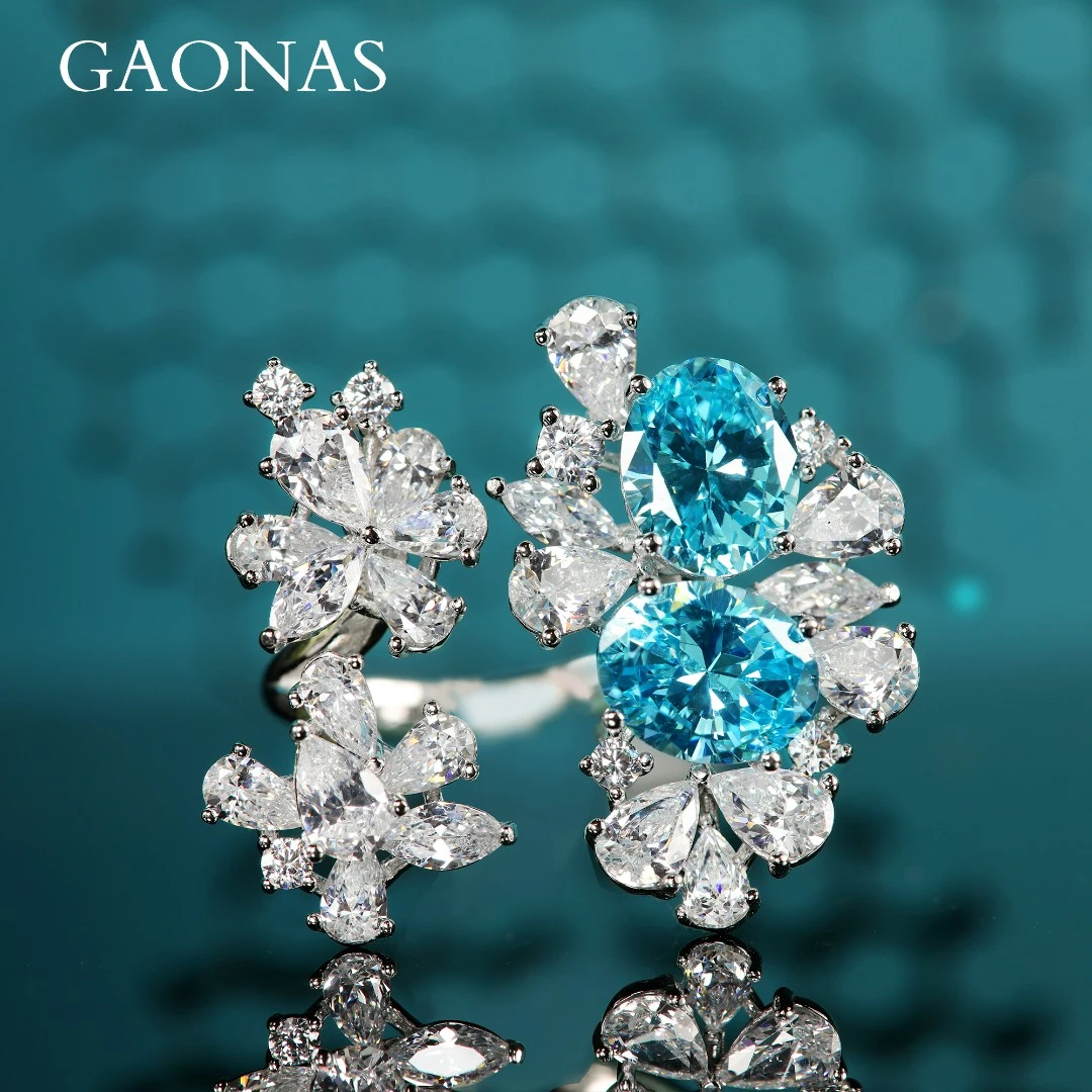 GAONAS 925银合成锆石戒指 GAONAS 帕拉霜花开口戒指 PLJ111966