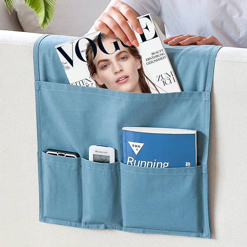 日式布艺客厅沙发扶手遥控器收纳袋杂物整理多功能置物袋收纳挂袋