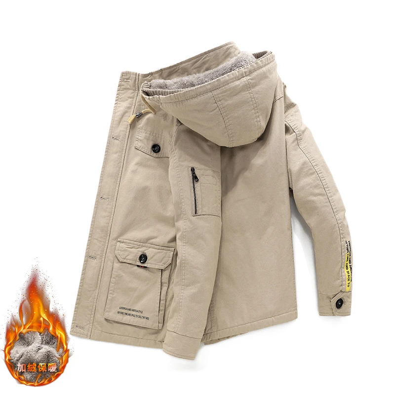 夹克休闲中长款风衣 加厚加绒男士外套保暖风衣外套秋冬季