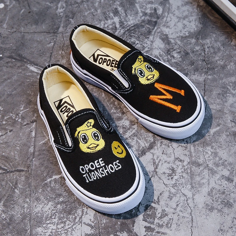 儿童帆布鞋韩版低帮懒人一脚蹬卡通鸳鸯鞋休闲单鞋套脚男童女童鞋